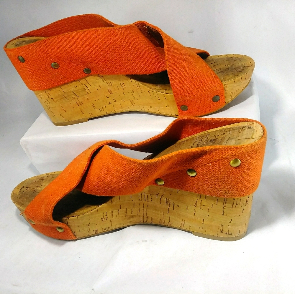 Lucky Brand Miller 2 cork wedge peep toe